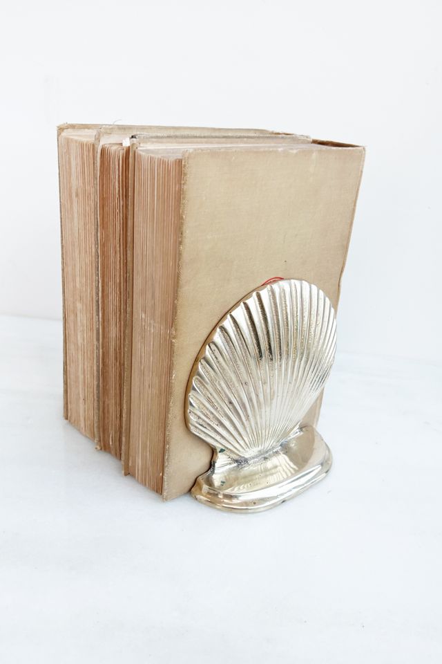 Old Flame Candle Co. Vintage Brass Shell Bookends #1