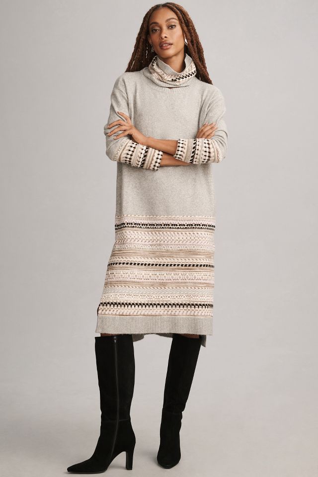Turtleneck long knit dress