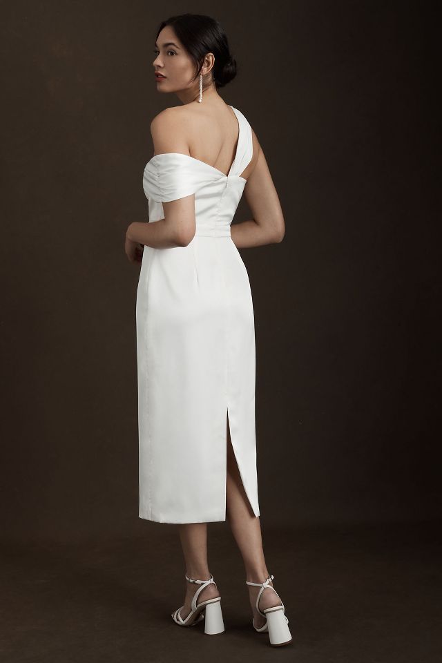 BHLDN by Carly Cushnie Astaire Asymmetrical Off The Shoulder Cutout Sheath Midi Dress