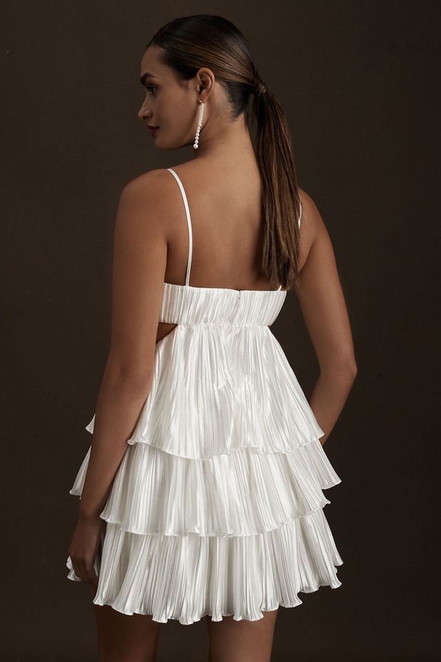 BHLDN by Carly Cushnie Anastasia Tiered Pleated V-Neck Cutout Mini Dress #2