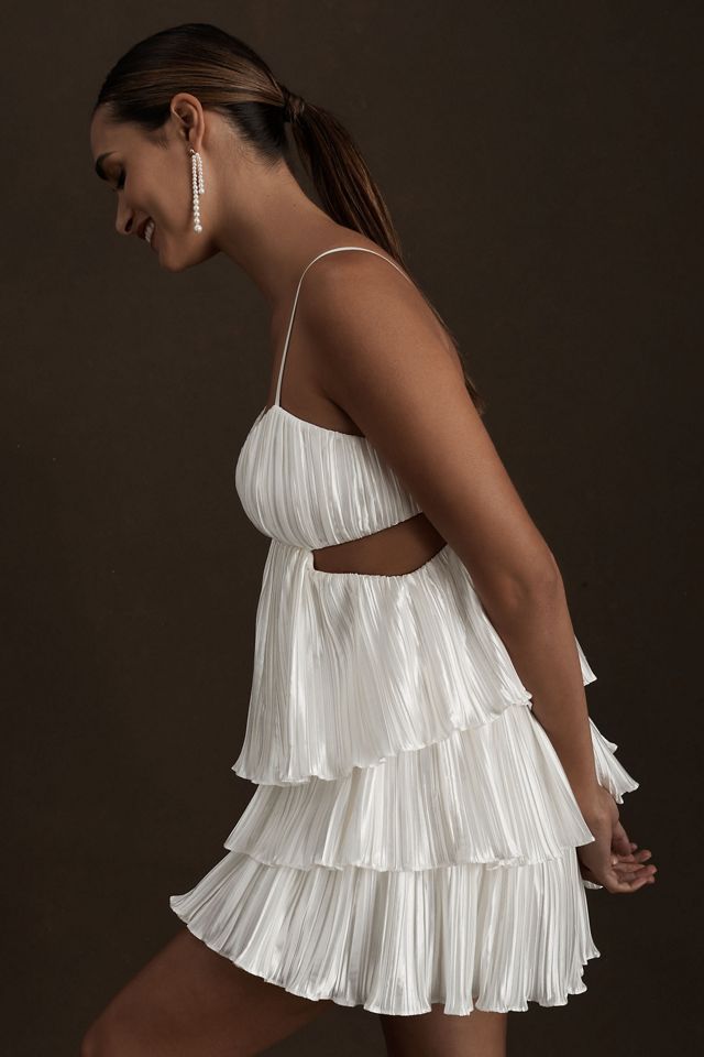 BHLDN by Carly Cushnie Anastasia Tiered Pleated V-Neck Cutout Mini Dress #1