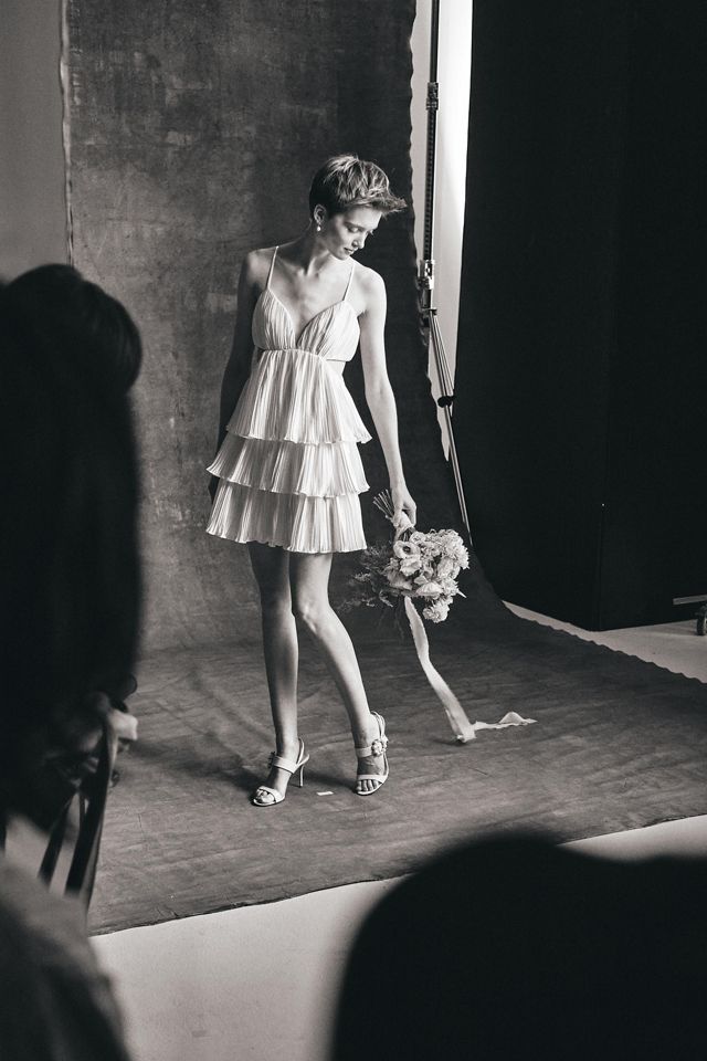 BHLDN by Carly Cushnie Anastasia Tiered Pleated V-Neck Cutout Mini Dress #4