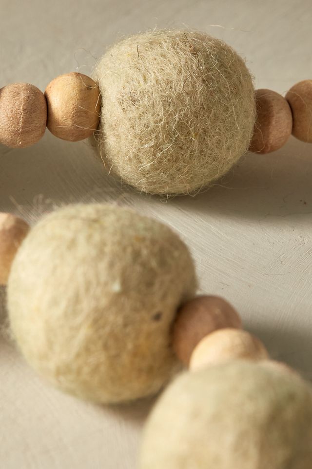 Wood Bead + Felted Wire Garland #1