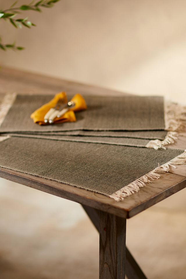 Fringed Cotton Placemats, Set of 4