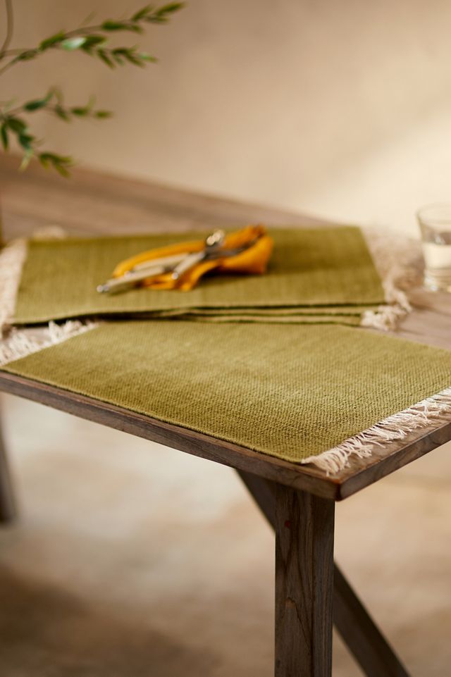 Fringed Cotton Placemats, Set of 4