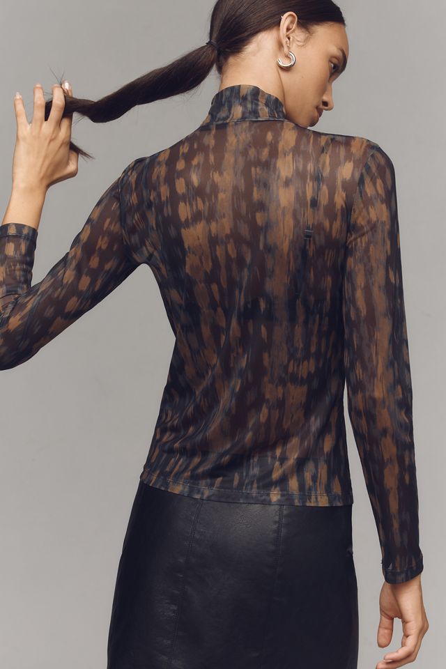 Maeve Mesh Langarm-Rollkragentop #1