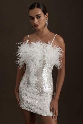 Audrey Adele Adelaide Feather Sequin Mini Dress Anthropologie