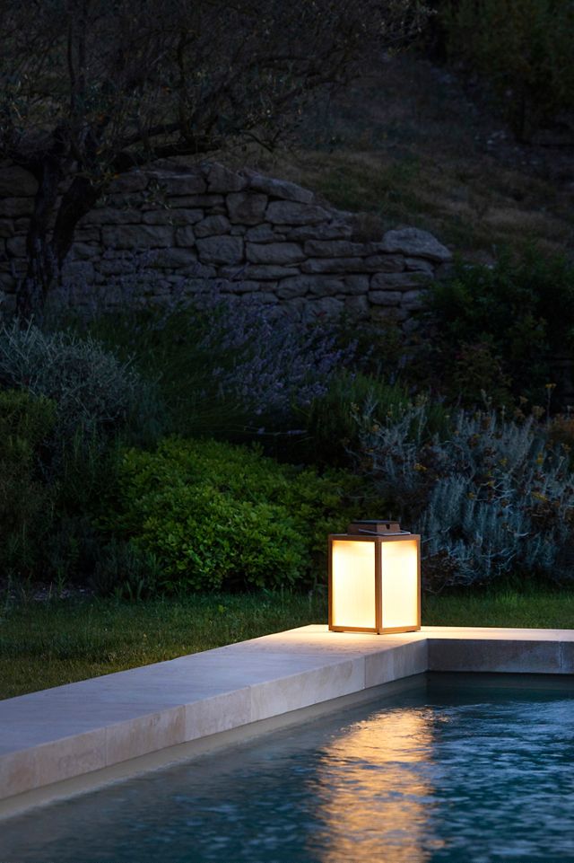 Solar Teak Lantern, Rectangle #1