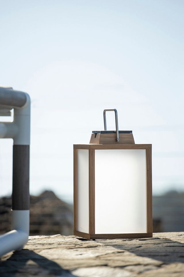 Solar Teak Lantern, Rectangle #2