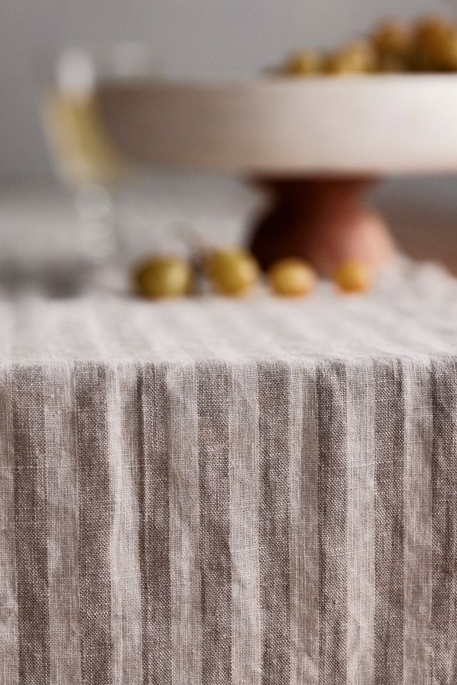 Lithuanian Linen Runner, Taupe Stripe #1