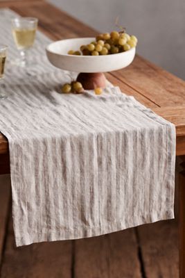 Lithuanian Linen Runner, Taupe Stripe