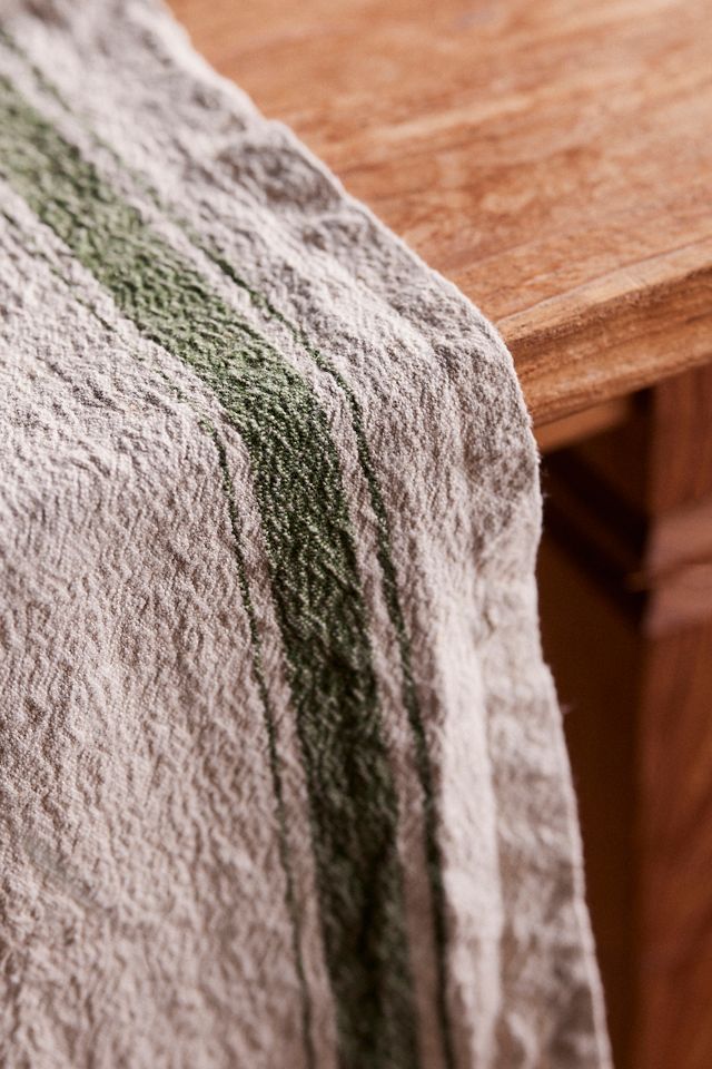 Lithuanian Linen Runner, Green Stripe #2
