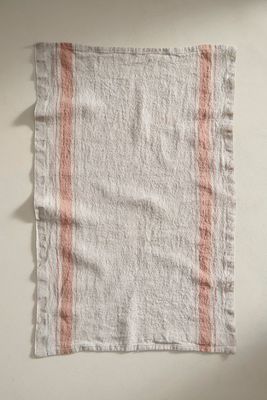 Shop Terrain Lithuanian Linen Dish Towel, Stripe In Pink