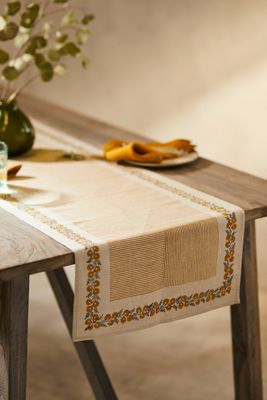 Soil to Studio Linen Blend Runner, Sunny Florals
