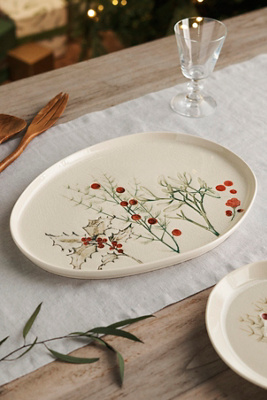 Holly Debossed Ceramic Serving Platter | AnthroLiving
