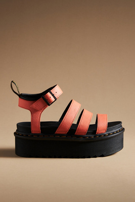 Dr. Martens' Blaire Pisa Leather Platform Strap Sandals In Orange