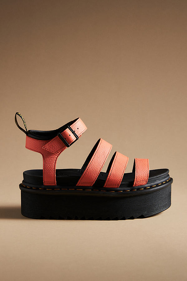 Dr. Martens Women's Blaire Pisa Leather Platform Strap Sandals In Coral