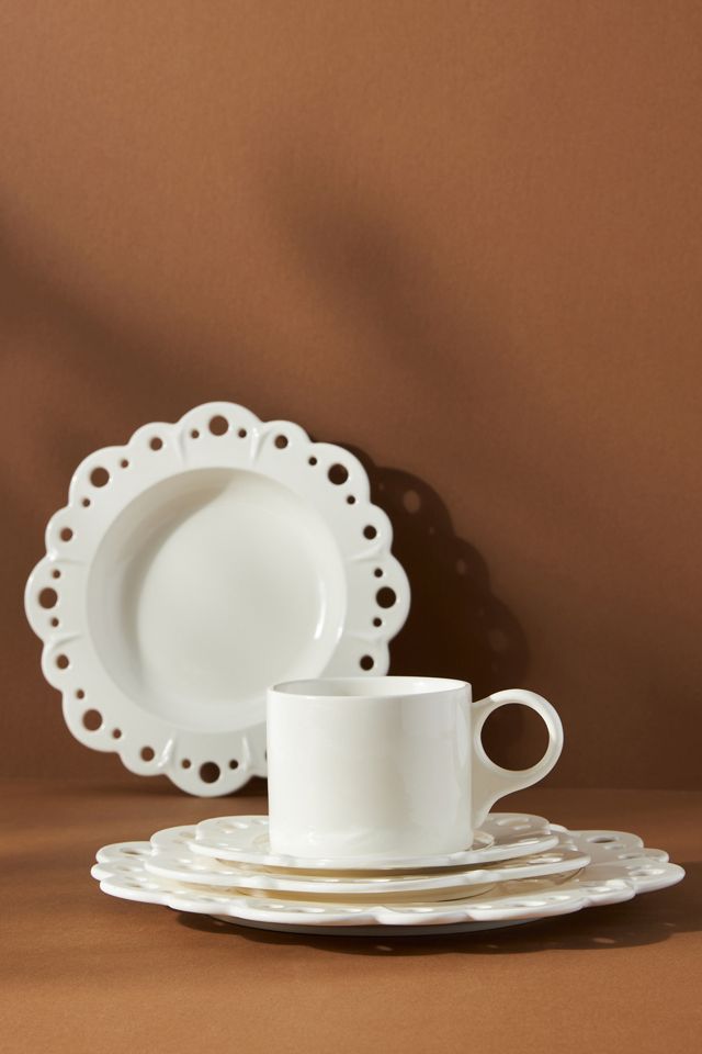 Eyelet Teacup and Saucer Set, Set of 4 #2