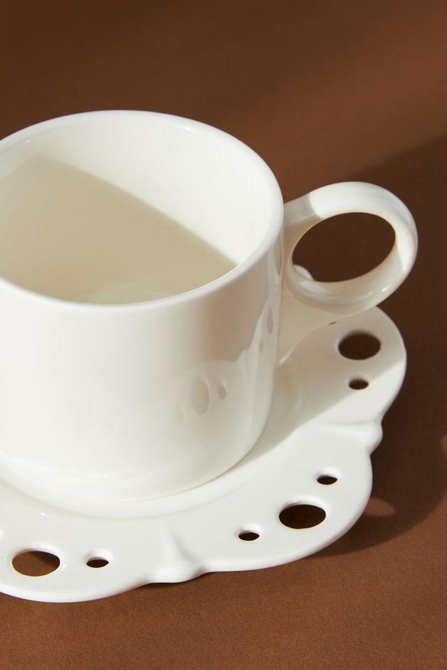 Eyelet Teacup and Saucer Set, Set of 4 #1