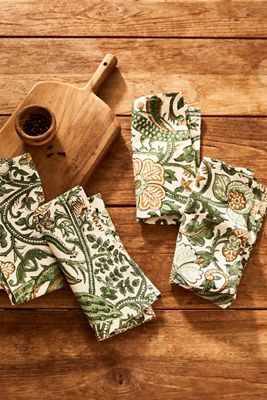 Peacock Floral Napkins, Set of 4