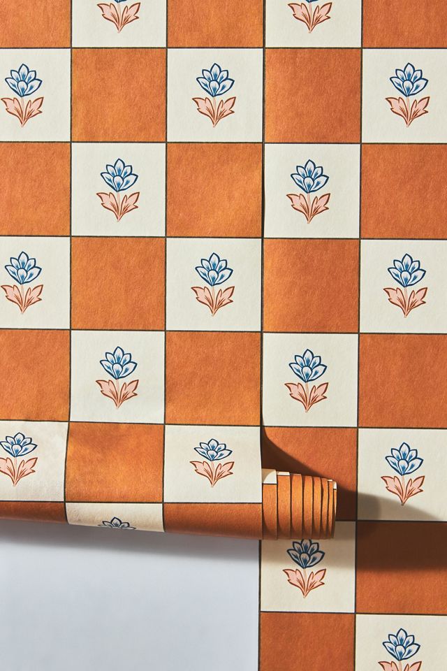 Ottoline Tulip Checks Wallpaper #2