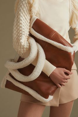 Faux Leather Sherpa Tote