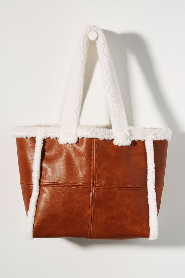 Faux Leather Sherpa Tote #1