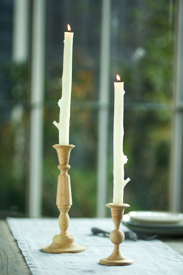 Wood Candle Holder Set of 2 Wood Candlesticks Wooden Candlestick