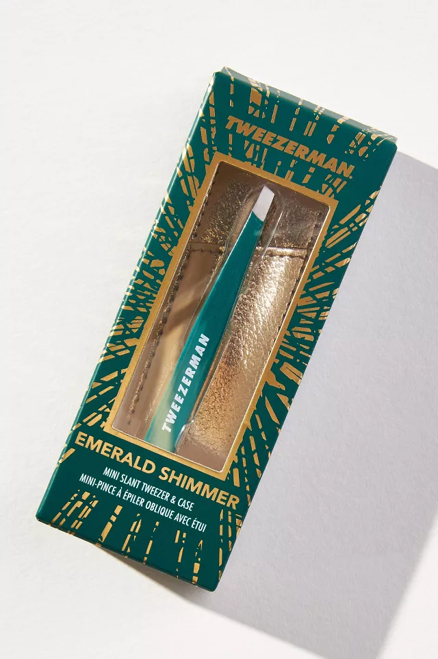 anthropologie.com | Tweezerman Emerald Shimmer Mini Slant Tweezer with Case