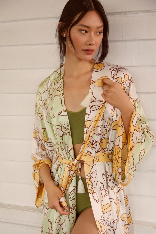 By Anthropologie Printed Silk Robe #2