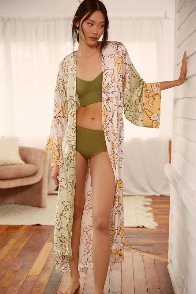 By Anthropologie Printed Silk Robe #3