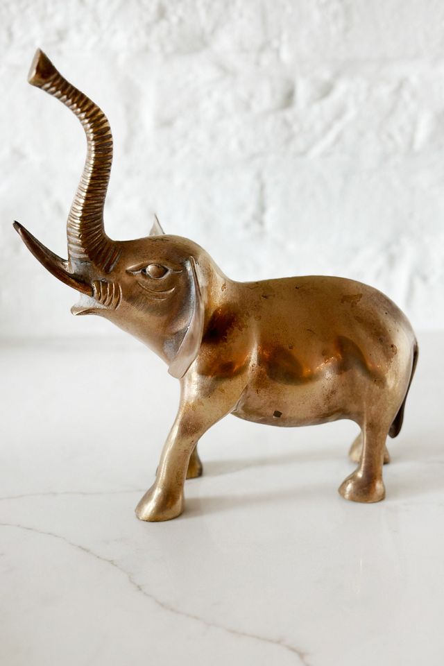 Old Flame Candle Co. Vintage Large Brass Elephant Figurine #1