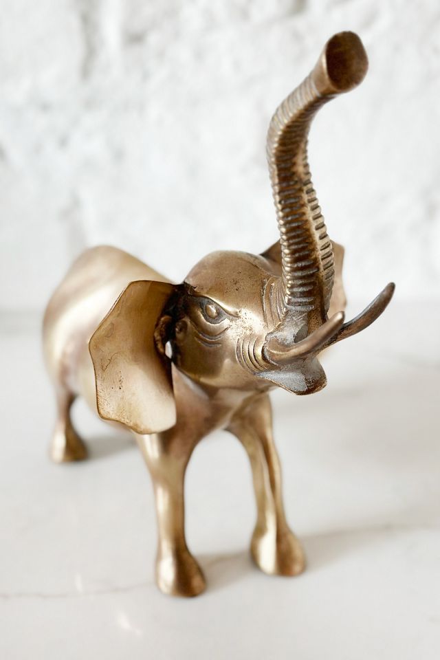 Old Flame Candle Co. Vintage Large Brass Elephant Figurine #2