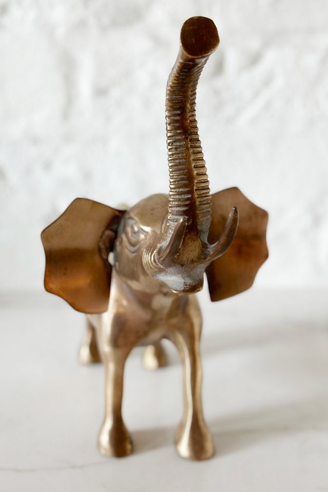 Old Flame Candle Co. Vintage Large Brass Elephant Figurine #3