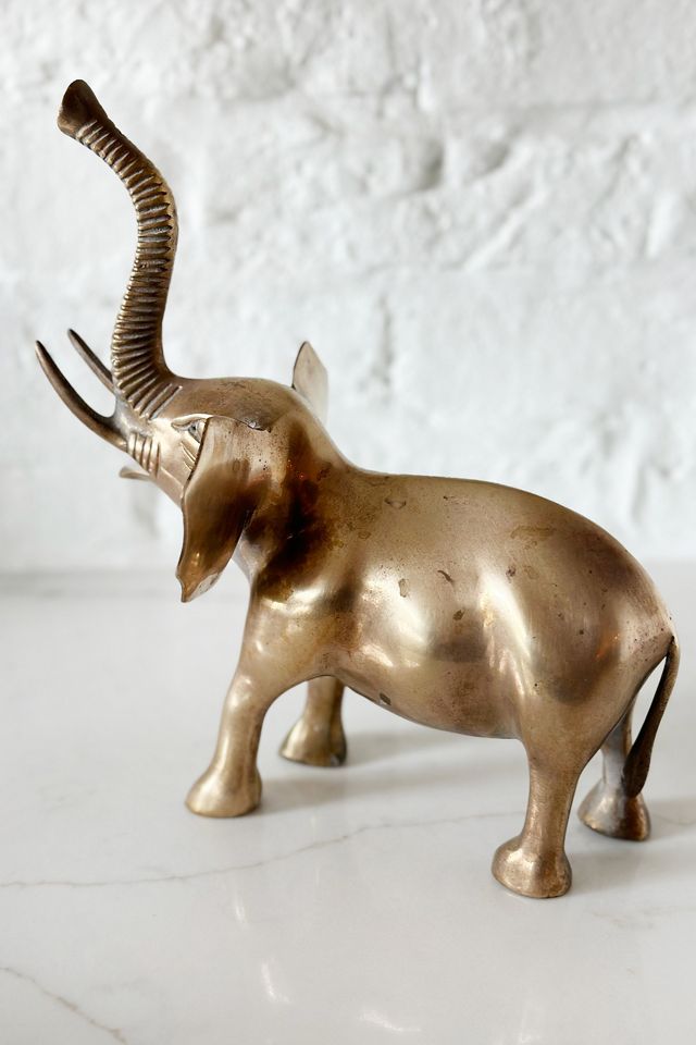 Old Flame Candle Co. Vintage Large Brass Elephant Figurine #4