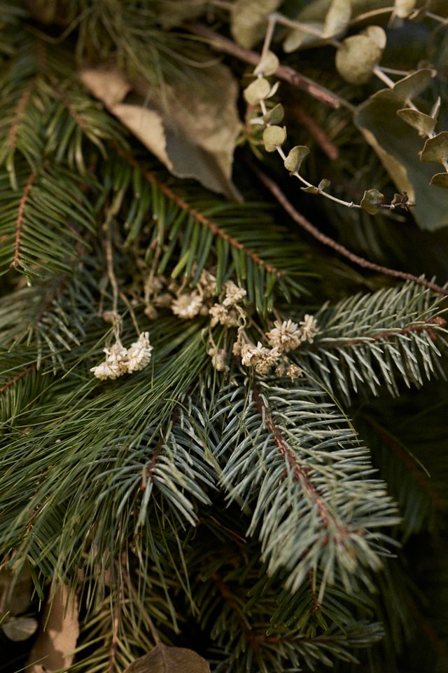 Fresh Noble Fir, Eucalyptus + Pearly Everlasting Wreath #2