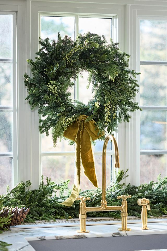 Fresh Noble Fir + Boxwood Wreath #2
