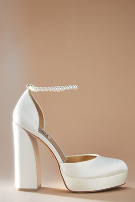 Badgley Mischka Felixa Ankle Strap Platform Heels In White