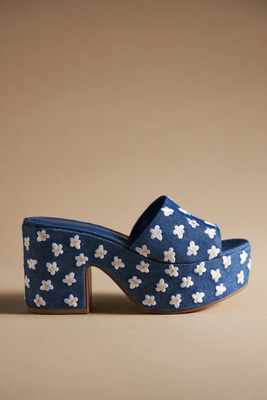 Larroude Women's Miso Slip On Platform High Heel Sandals In Blue