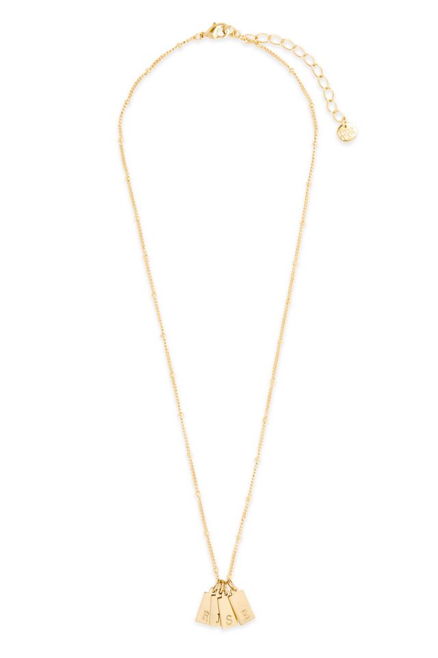 Brook & York Custom Four Initial Gold Filled Rectangle Necklace #1