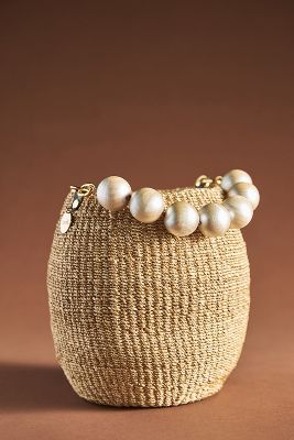 Clare V. Pot De Miel With Pearls - Straw/Pearl