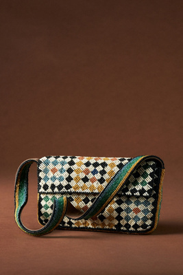 Beaded Checkerboard Pouch Handbag