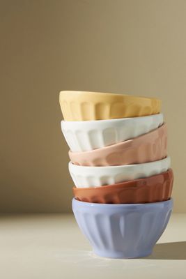 Assorted Shiny Latte Cereal Bowls, Set of 6