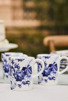 Blue Abi Stoneware, Set of 4, Mugs