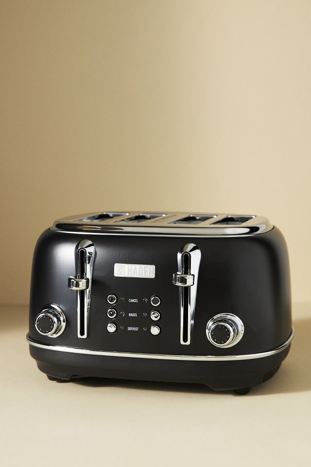 Haden Heritage 4 Slice Wide Slot Toaster with Removable Crumb Tray,  Black/Chrome, 1 Piece - Fred Meyer