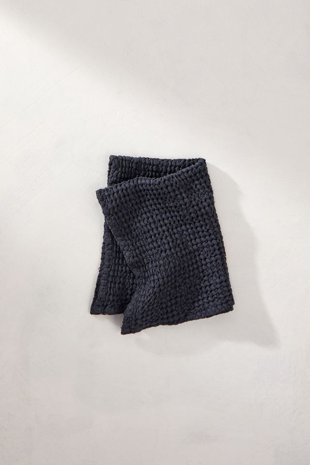 Waffle Hand Towel Black/ Ecru