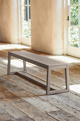 Terrain Knoll Slatted Teak Dining Bench In Gray