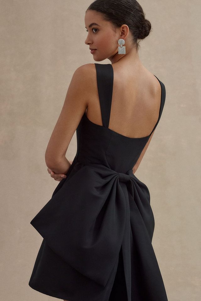Sachin & Babi Blaine Taffeta Square-Neck Bow Train Mini Dress #3