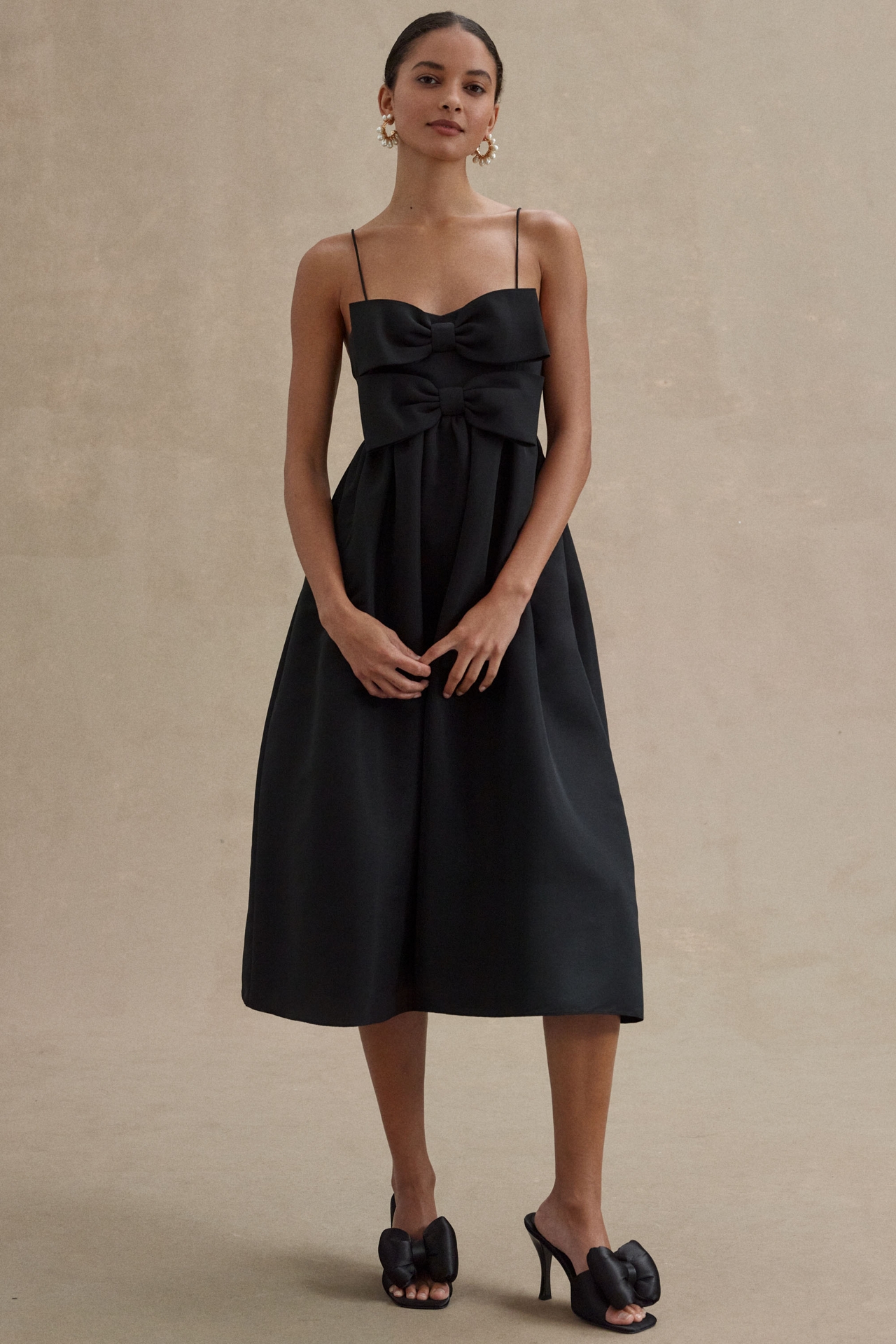 Sachin & Babi Sloane Taffeta Double-Bow Pleated Midi Dress