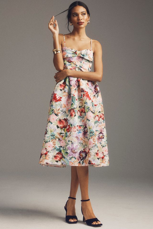 Sachin & Babi Sloane Taffeta Double-Bow Pleated Midi Dress #1